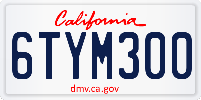 CA license plate 6TYM300