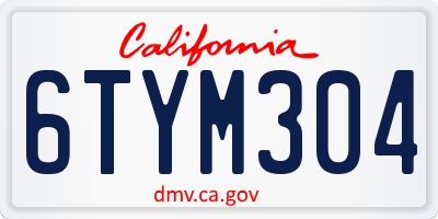 CA license plate 6TYM304