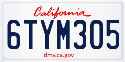 CA license plate 6TYM305