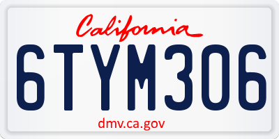 CA license plate 6TYM306