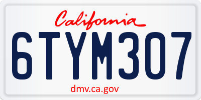 CA license plate 6TYM307