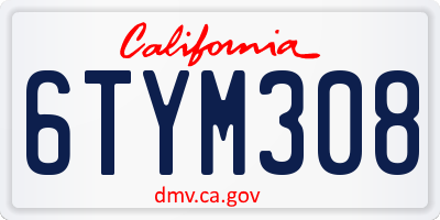 CA license plate 6TYM308