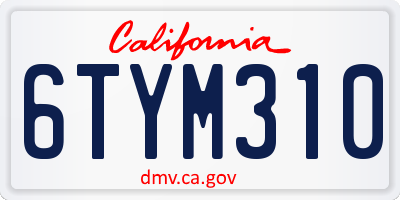 CA license plate 6TYM310