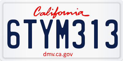 CA license plate 6TYM313