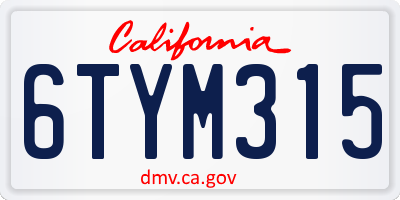 CA license plate 6TYM315