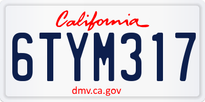 CA license plate 6TYM317