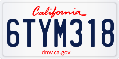 CA license plate 6TYM318