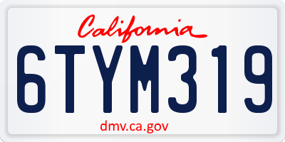 CA license plate 6TYM319