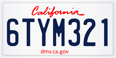 CA license plate 6TYM321