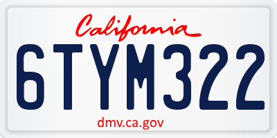 CA license plate 6TYM322