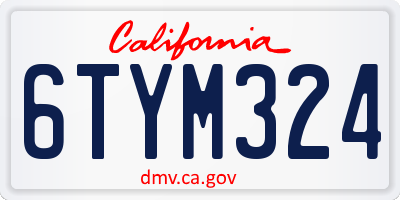 CA license plate 6TYM324