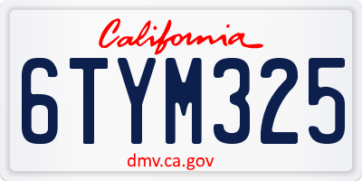 CA license plate 6TYM325