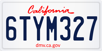 CA license plate 6TYM327