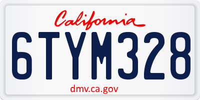 CA license plate 6TYM328