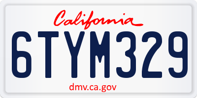 CA license plate 6TYM329