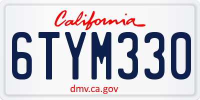 CA license plate 6TYM330