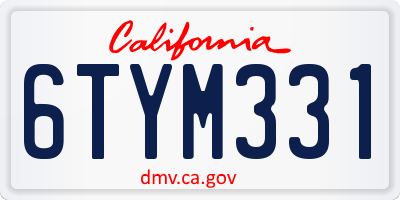 CA license plate 6TYM331