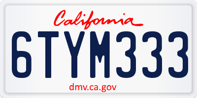 CA license plate 6TYM333