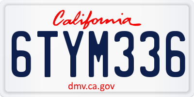 CA license plate 6TYM336
