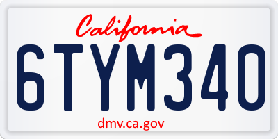 CA license plate 6TYM340