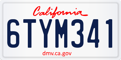CA license plate 6TYM341