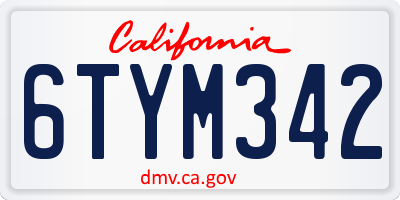 CA license plate 6TYM342