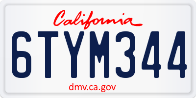 CA license plate 6TYM344