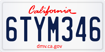 CA license plate 6TYM346