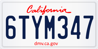 CA license plate 6TYM347