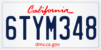 CA license plate 6TYM348