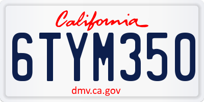 CA license plate 6TYM350
