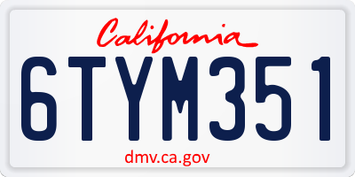CA license plate 6TYM351