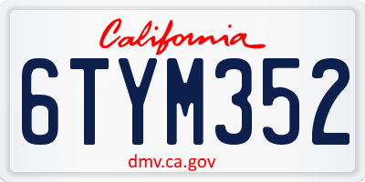 CA license plate 6TYM352