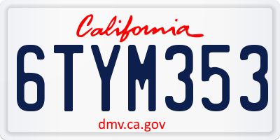 CA license plate 6TYM353