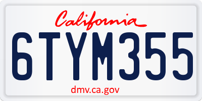 CA license plate 6TYM355