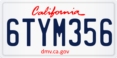 CA license plate 6TYM356