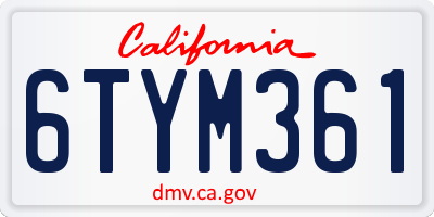 CA license plate 6TYM361