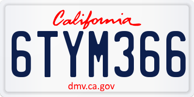 CA license plate 6TYM366