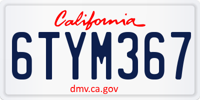 CA license plate 6TYM367