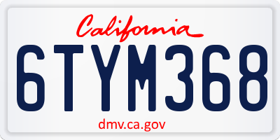 CA license plate 6TYM368