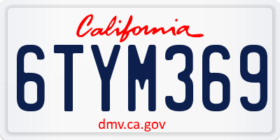 CA license plate 6TYM369