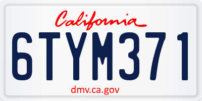 CA license plate 6TYM371