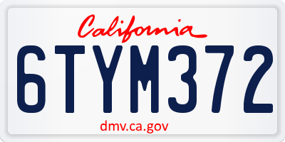 CA license plate 6TYM372