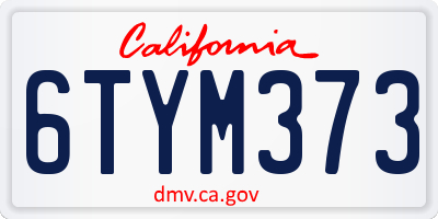 CA license plate 6TYM373