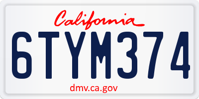 CA license plate 6TYM374