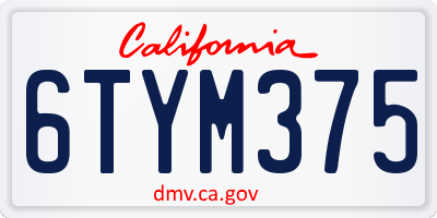 CA license plate 6TYM375