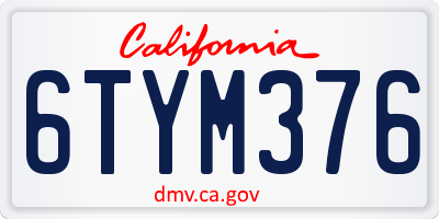 CA license plate 6TYM376