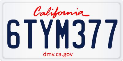 CA license plate 6TYM377