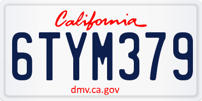 CA license plate 6TYM379
