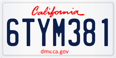 CA license plate 6TYM381